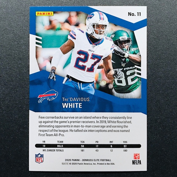 Tre'Davious White - 2020 Elite Purple #11 24/99 - Picture 2 of 2